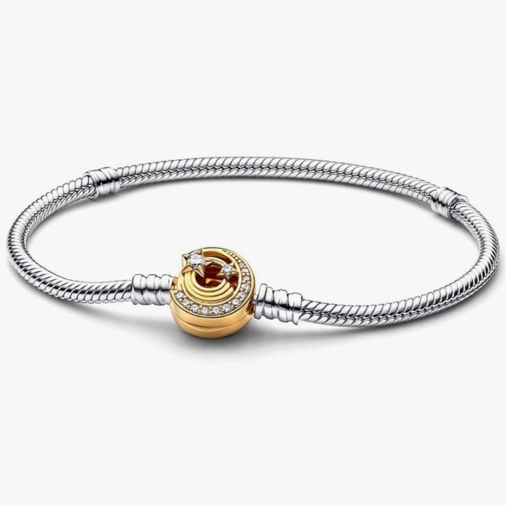 NWOT Moments Shooting Star Clasp Snake Chain Bracelet Sterling Silver 925